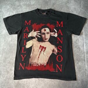 Modern Marilyn Manson Oneita Power-T Graphic Shirt Black Large Discography 2024
